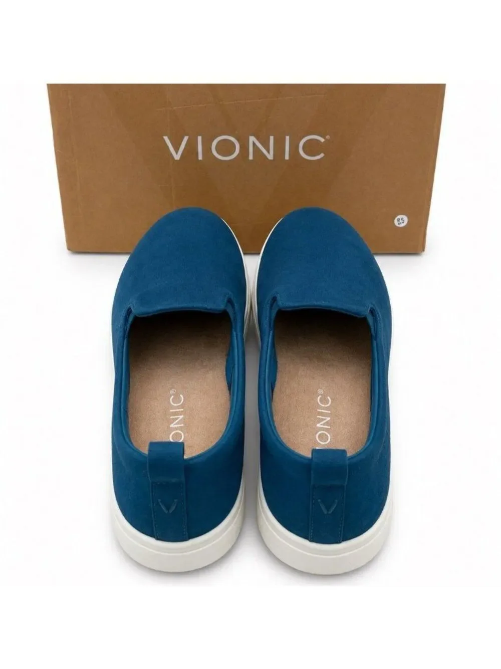 Vionic Uptown Willa Supportive Celestial Teal Nubuck Slip On Sneakers Womens 7